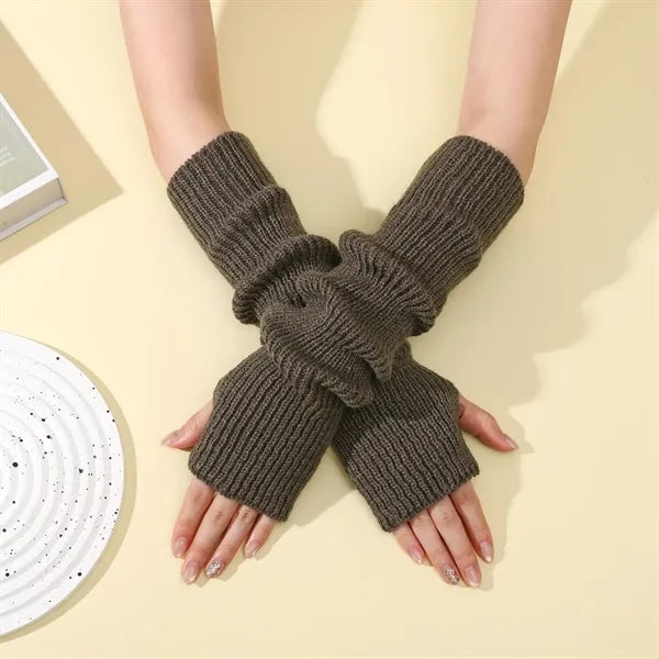 Long Fingerless Winter Knit Arm Warm Gloves