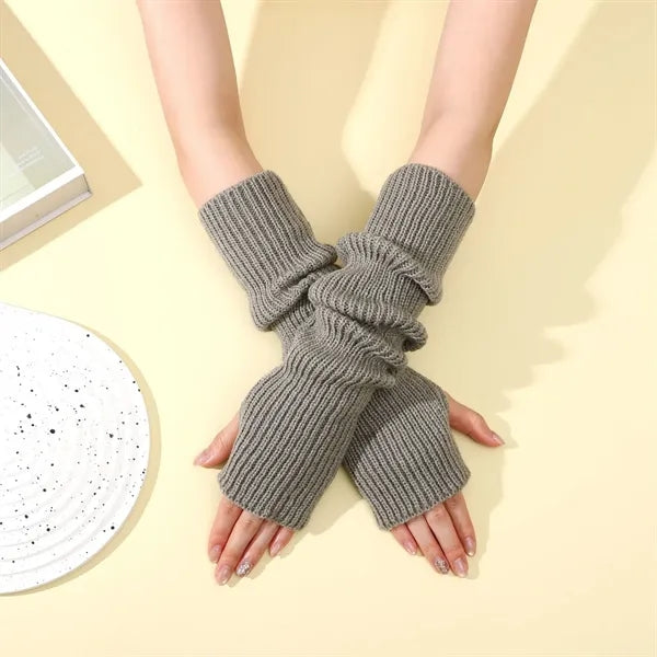 Long Fingerless Winter Knit Arm Warm Gloves
