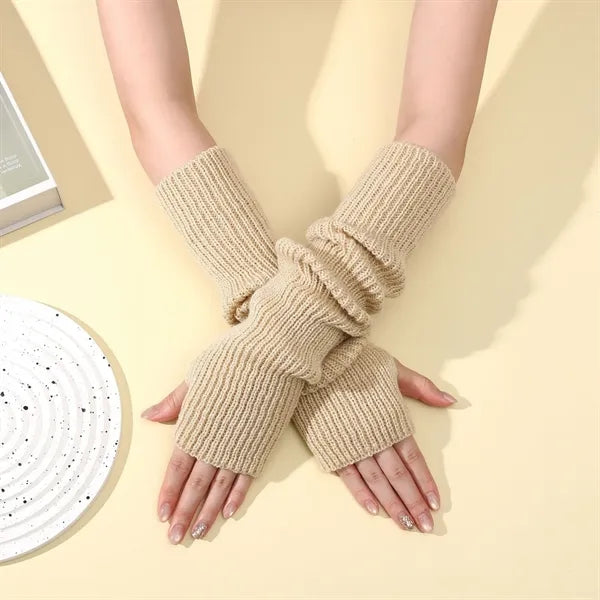 Long Fingerless Winter Knit Arm Warm Gloves
