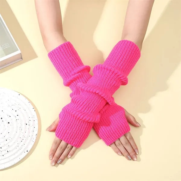 Long Fingerless Winter Knit Arm Warm Gloves