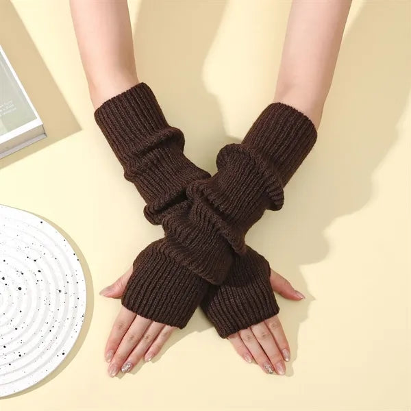 Long Fingerless Winter Knit Arm Warm Gloves