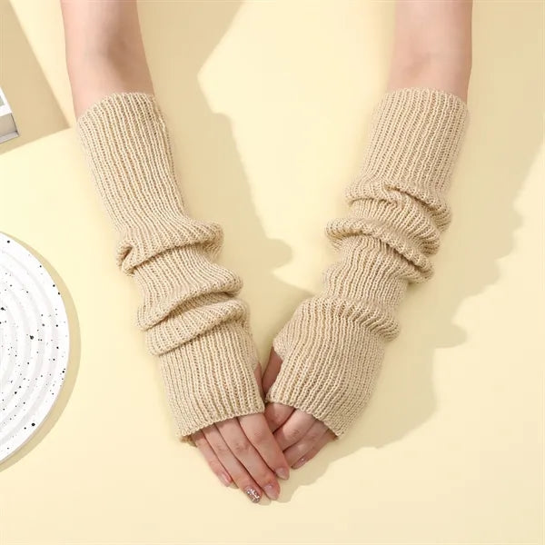 Long Fingerless Winter Knit Arm Warm Gloves
