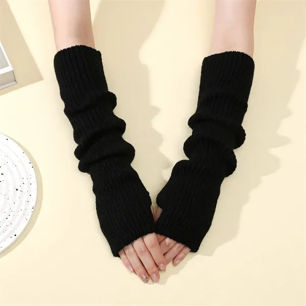 Long Fingerless Winter Knit Arm Warm Gloves