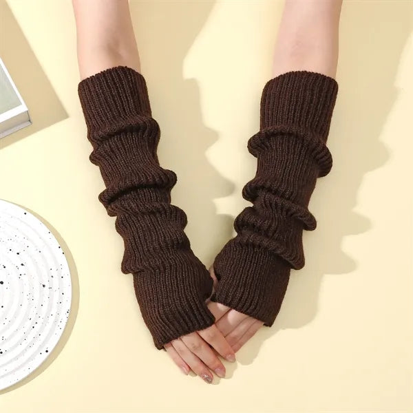 Long Fingerless Winter Knit Arm Warm Gloves
