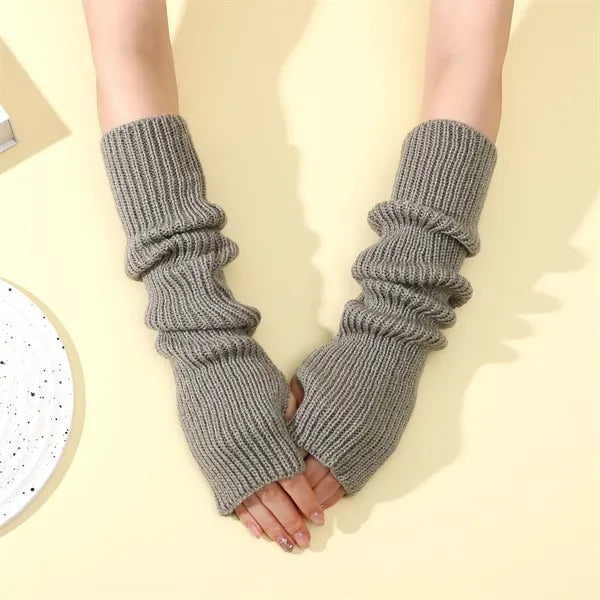 Long Fingerless Winter Knit Arm Warm Gloves