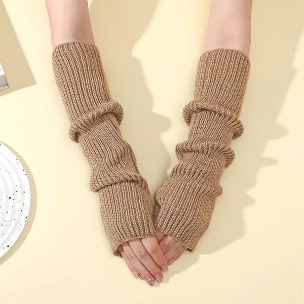 Long Fingerless Winter Knit Arm Warm Gloves