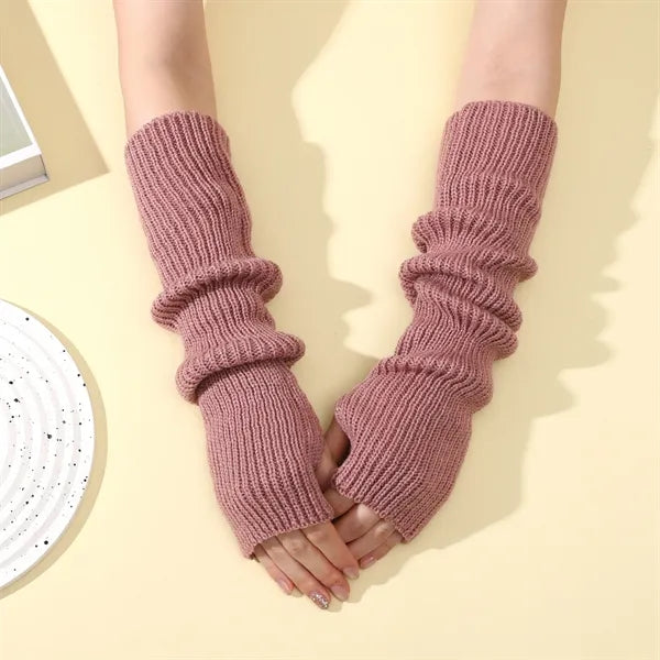 Long Fingerless Winter Knit Arm Warm Gloves