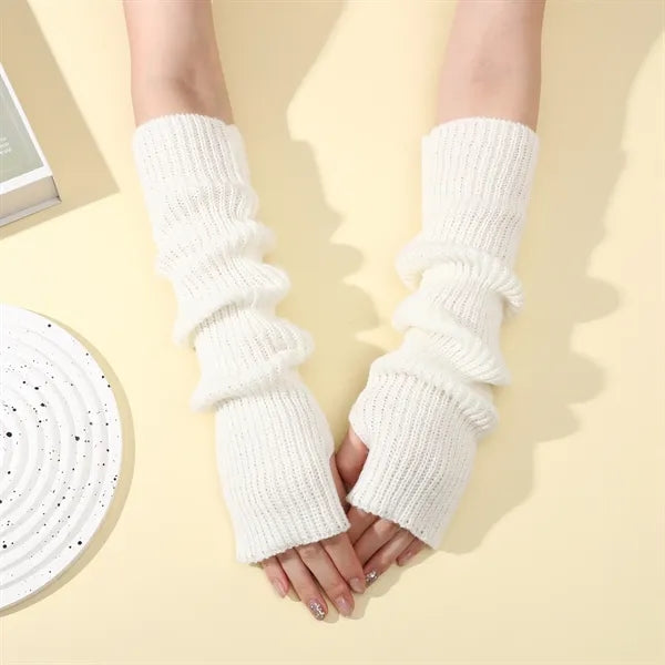 Long Fingerless Winter Knit Arm Warm Gloves