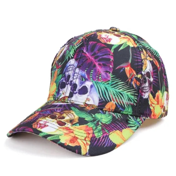 Leaf Print Skull Unisex Sun Protection Baseball Cap