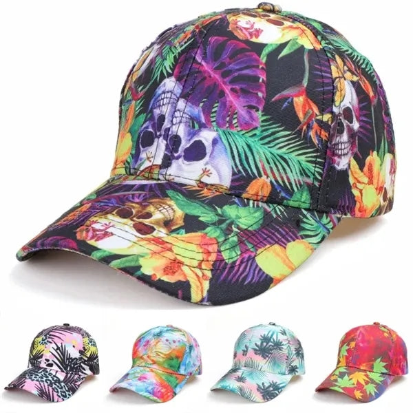 Leaf Print Skull Unisex Sun Protection Baseball Cap