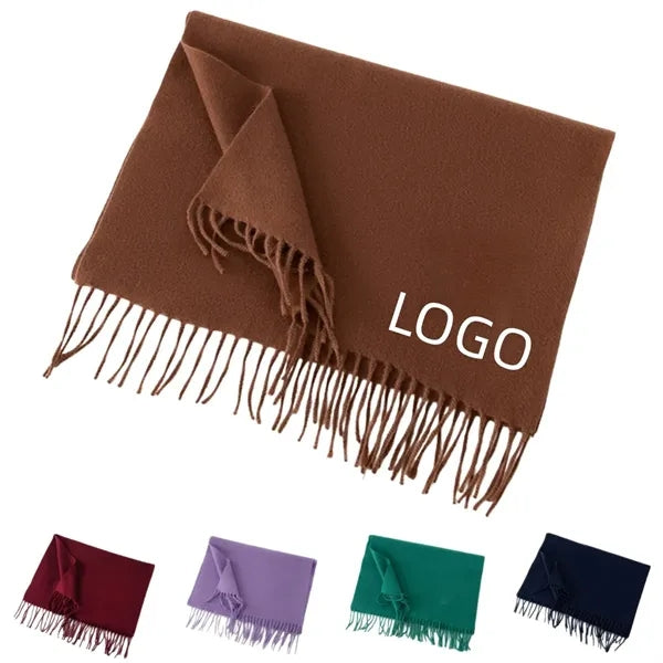 Warm Knitted Woven Scarf With Tassel