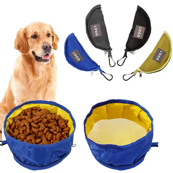 Foldable Waterproof Pet Bowl with Carabiner Clip
