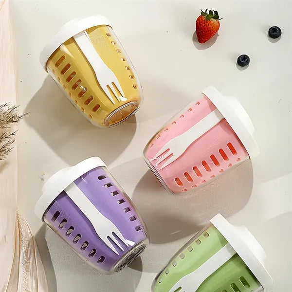 Portable Fruit Salad Storage Cups with Lids and Forks