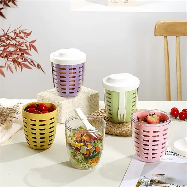 Portable Fruit Salad Storage Cups with Lids and Forks