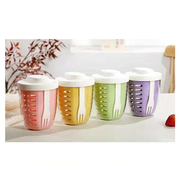 Portable Fruit Salad Storage Cups with Lids and Forks