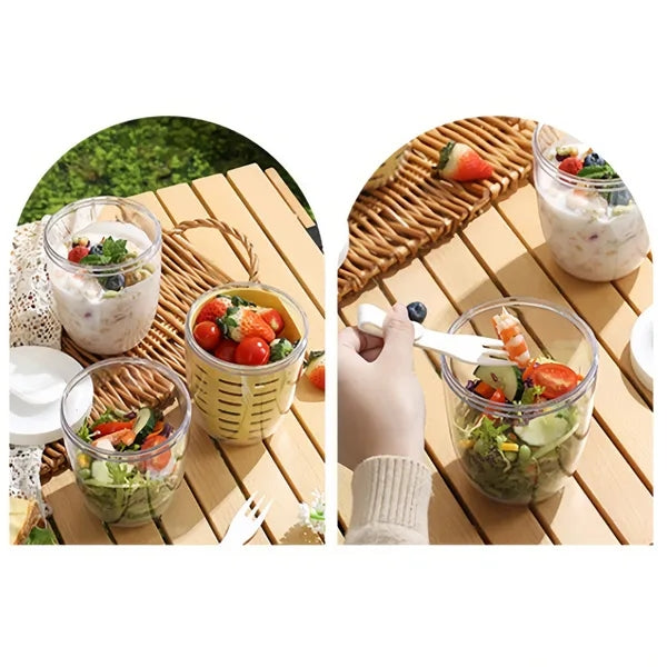 Portable Fruit Salad Storage Cups with Lids and Forks