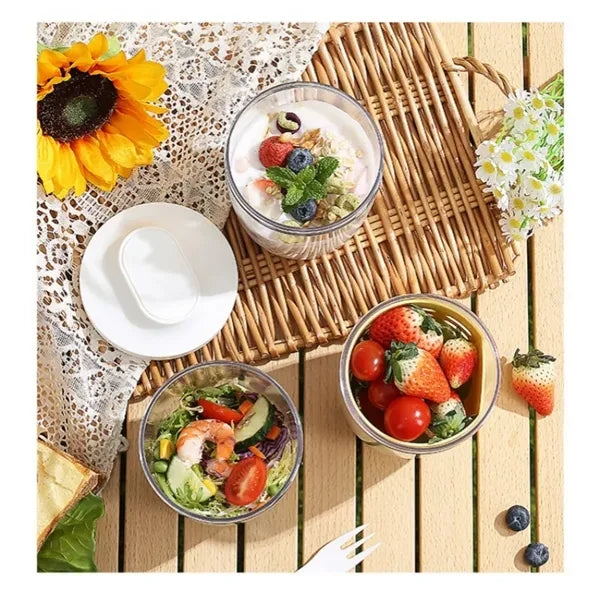 Portable Fruit Salad Storage Cups with Lids and Forks