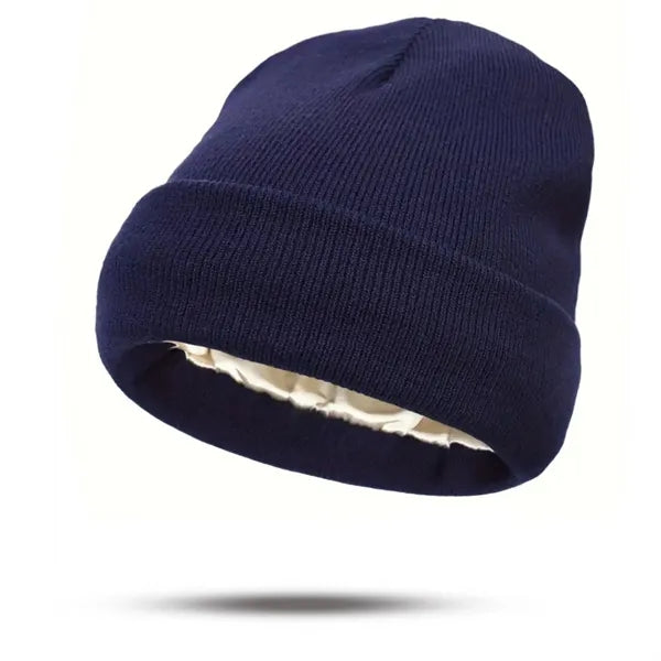 Satin Lined Knit Beanie Warm Soft Winter Hat