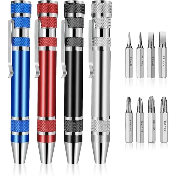 Aluminum Alloy 8 in 1 Pocket Mini Screwdriver Pen