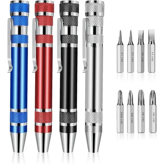 Aluminum Alloy 8 in 1 Pocket Mini Screwdriver Pen
