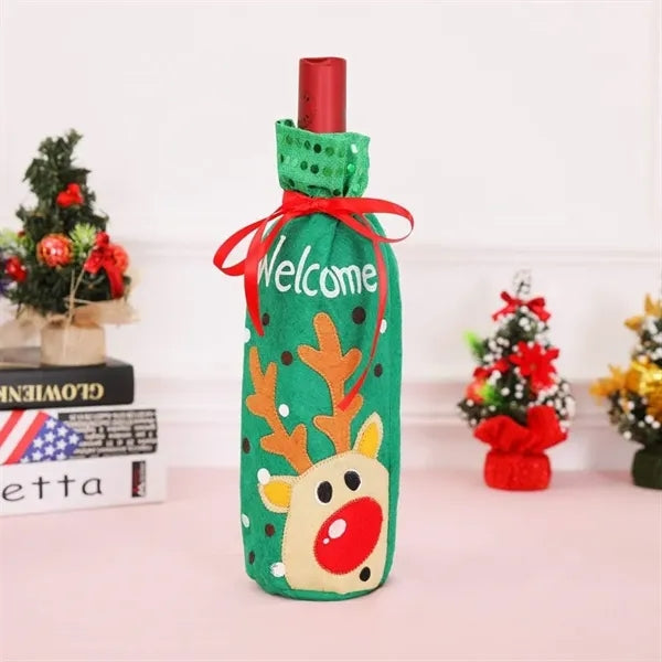 Christmas Snowman Santa Claus Red Wine Gift Bags