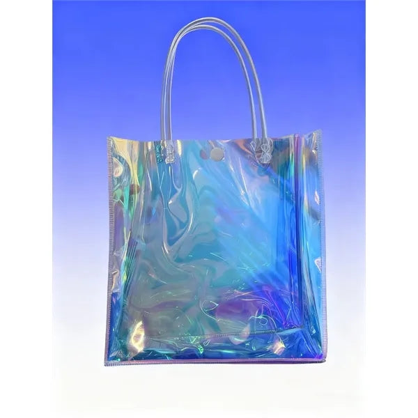 Iridescent Holographic Clear Tote - Shiny Plastic Bag