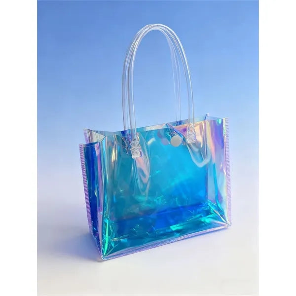 Iridescent Holographic Clear Tote - Shiny Plastic Bag