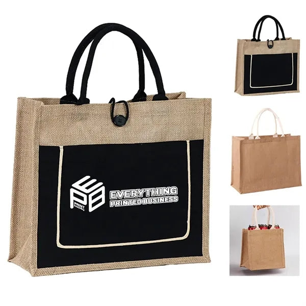 Jute Shopping Pocket Tote Bag