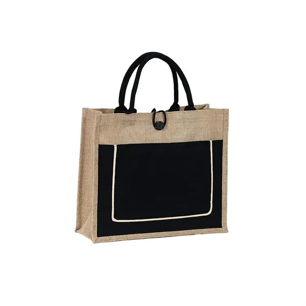 Jute Shopping Pocket Tote Bag
