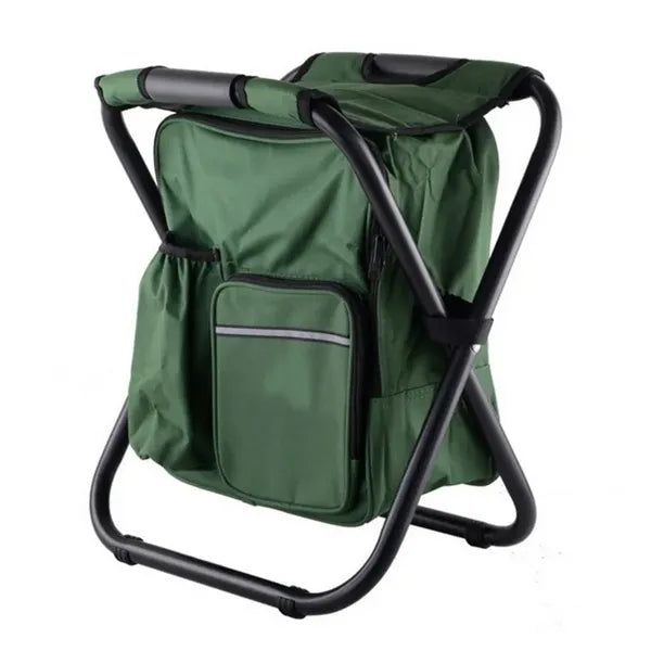 Folding Portable Camping Chair With Cooler Insulated Bag