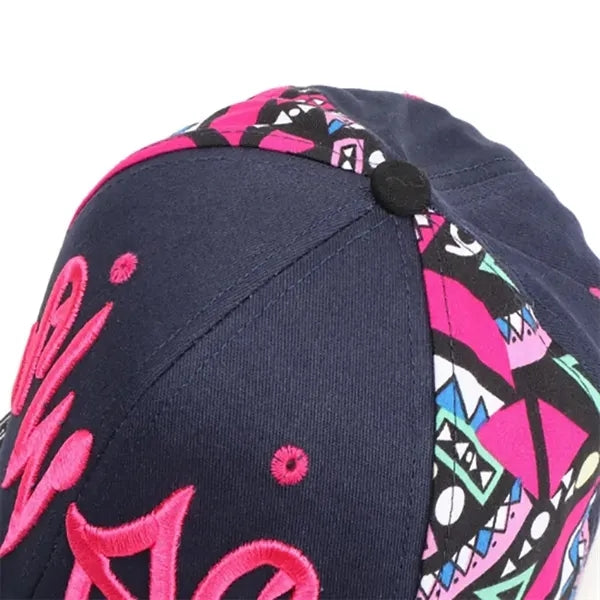 Letter Embroidered Color-Blocked Unisex Printed Baseball Cap