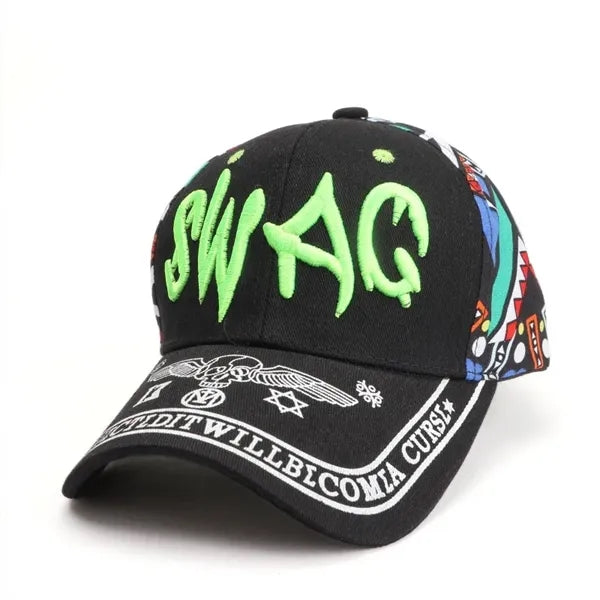 Letter Embroidered Color-Blocked Unisex Printed Baseball Cap