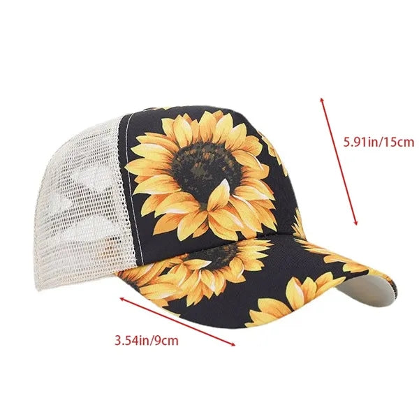 New printed breathable spliced ponytail mesh cap