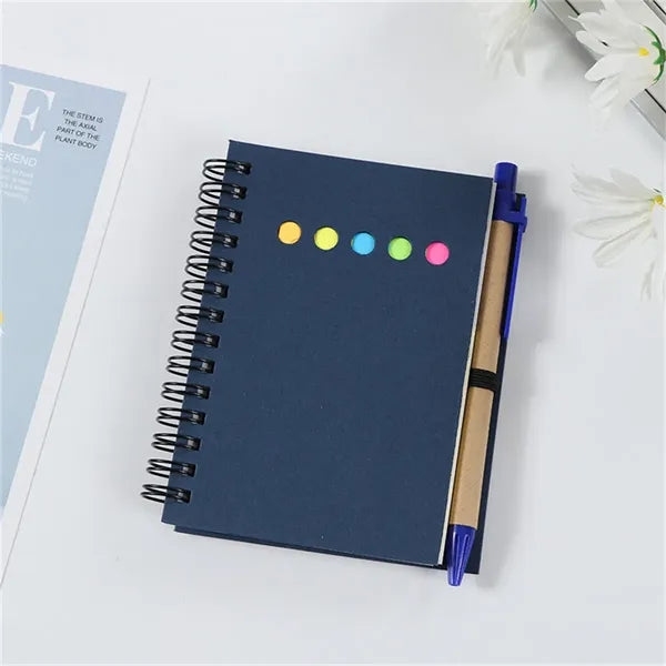 A6 Spiral Notebook with Sticky Notes and Pen Office School