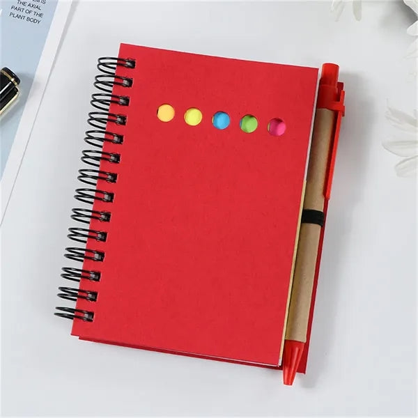 A6 Spiral Notebook with Sticky Notes and Pen Office School