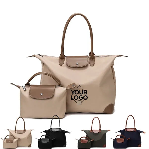 Waterproof Oxford Tote Bag Set with Small Pouch Daily Use