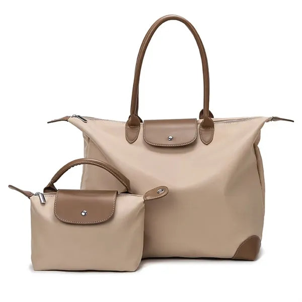 Waterproof Oxford Tote Bag Set with Small Pouch Daily Use