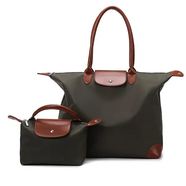 Waterproof Oxford Tote Bag Set with Small Pouch Daily Use
