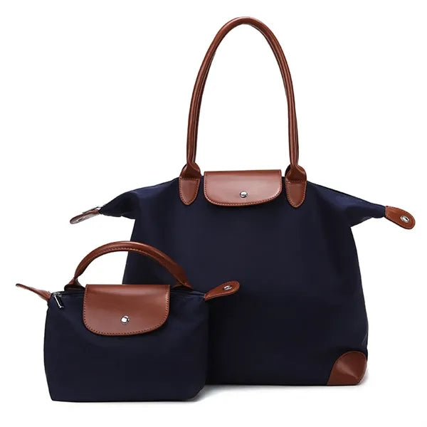 Waterproof Oxford Tote Bag Set with Small Pouch Daily Use
