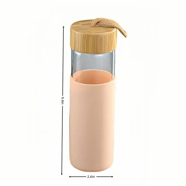 18 Oz Glass Water Bottles with Silicone Sleeve BPA Free