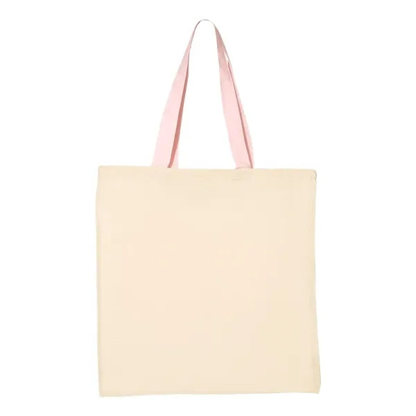 Q-Tees Economical Tote with Contrast-Color Handles