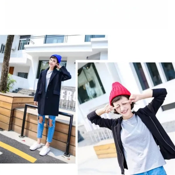 Warm Brimless Knit Beanie Hat for Men Women