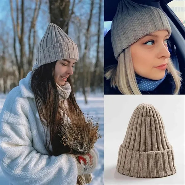 Warm Brimless Knit Beanie Hat for Men Women