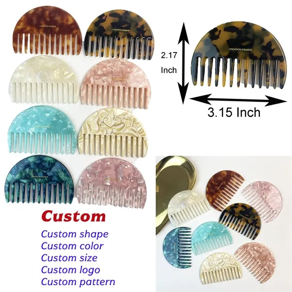 Women Colorful Anti Static Wavy 3.15inch Small Acetate Comb