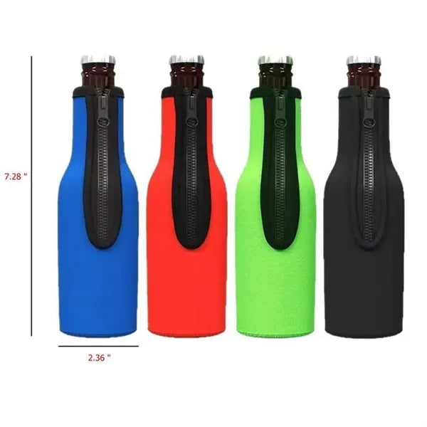 Zippered Full-Color Neoprene Bottle Coolie