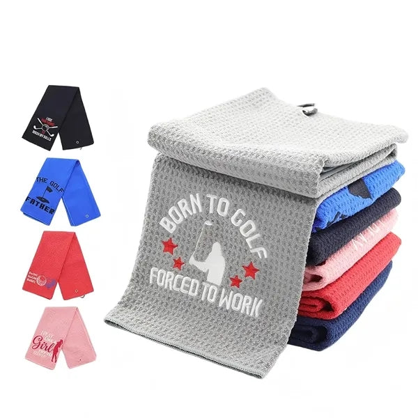 Microfiber waffle golf towel