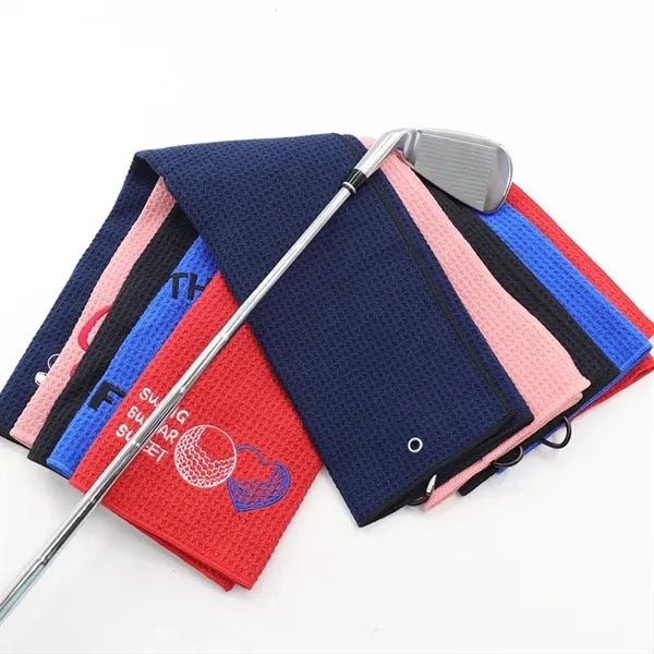 Microfiber waffle golf towel