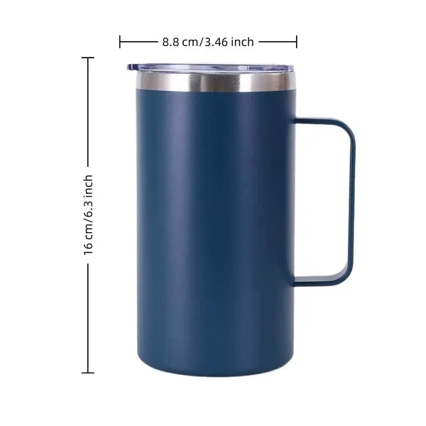 24oz Insulated Travel Mug Stainless Steel Double Wall Handle