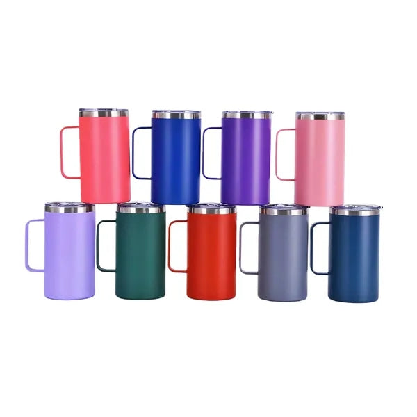 24oz Insulated Travel Mug Stainless Steel Double Wall Handle