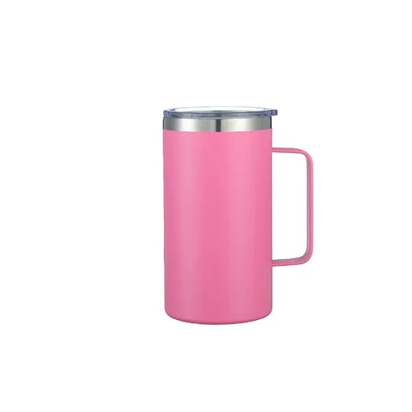 24oz Insulated Travel Mug Stainless Steel Double Wall Handle